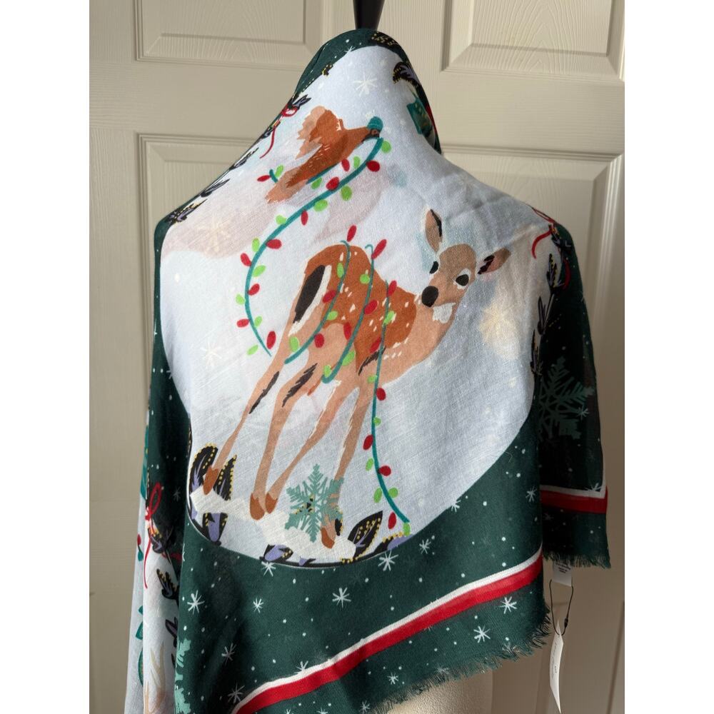 Vera Bradley Merry Mischief Ornaments Fringe Scarf NWT Holiday Christmas Wrap